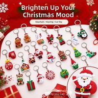 Porte-clés mousqueton de Noël en PVC 3D style Chibi Anime, Père Noël, Bonhomme de neige, Arbre, pour cadeaux de fêtes