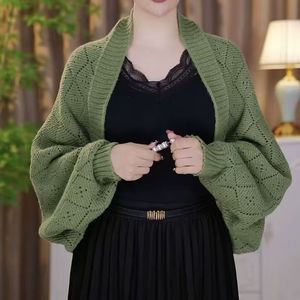 Chales de punto acrílico ligeros y largos para mujer, diseño hueco, color liso, tipo poncho, venta al por mayor para verano - Product Image 4