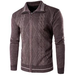 <span class=keywords><strong>Pull</strong></span> pour homme Bon marché Full Zipper Knitwear Customize Twist Pattern Cardigan - Product Image 1