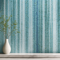 Art mural en mosaïque de parquet bleu dégradé européen moderne, carrelage ombré fait main, 4 mm, pour chambre à coucher, salon, hall d'hôtel