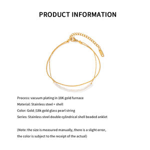 Playa verano lindo niñas <span class=keywords><strong>pie</strong></span> cadena joyería Acero inoxidable playa <span class=keywords><strong>pie</strong></span> <span class=keywords><strong>tobillera</strong></span> doble cadena Shell cuentas <span class=keywords><strong>tobillera</strong></span> - Product Image 4