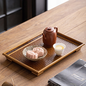Bamboo <b>tea</b> tray, handmade bamboo woven pastry plate, Kung Fu <b>tea</b> <b>set</b>, <b>tea</b> saucer, <b>tea</b> table, dry brewing tray, <b>tea</b> accessories - Product Image 2