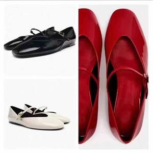 2026 New Come Flat Buckle Strap Women Ballet <b>Shoes</b> Red Black <b>White</b> Patent <b>Leather</b> Women Dress Single <b>Shoes</b> Ballet Flats - Product Image 2