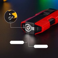 Vente en gros Briquet torche gonflable personnalisé Allume-cigare à double jet avec couteau à cigares/gaz butane rechargeable