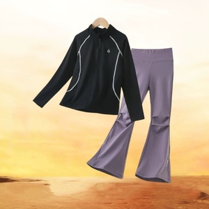 Conjunto de Manga Larga con Cuello Alto para Niños, Estilo Nuevo de Otoño Invierno para Niños Mayores, Ropa de Secado Rápido para Niñas, Traje de Entrenamiento de Yoga y Bádminton - Product Image 1