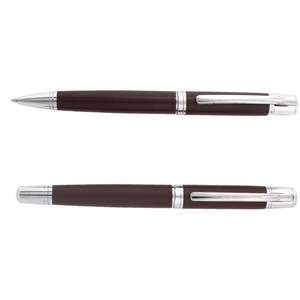 Stylo à bille promotionnel en cuir marron torsadé de style exécutif - Product Image 3