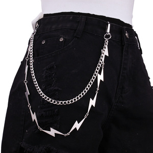 Chaîne de taille Lightning Bolt en alliage de zinc, géométrique, multicouche, unisexe, style punk, hip-hop, pour soirée, chaîne de corps tendance - Product Image 1