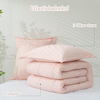 Parure de lit Joytex 3 pièces unie en microfibre chaude avec garnissage en polyester, ensemble de couette pêche matelassée