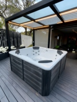 Bain de spa en acrylique pour 4 personnes, 60 jets, écologique, autoportant, pour extérieur, villa, jardin, design rectangulaire moderne