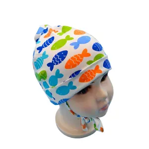 Jacquard patterns color fish shape printing cute gorros de invierno kids winter wool knitted hats