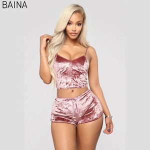 Pijamas Sexys de Terciopelo para Mujer, Conjunto de Dos Piezas Personalizado para Dormir - Product Image 2