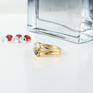yunnique Fashion <b>Rings</b> <b>Titanium</b> Steel Hollow Gemstone <b>Ring</b> Bezel Setting Gold Color Unisex Gift Jewelry 210108 - Product Image 4