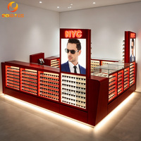 Vitrine sur pied en verre avec éclairage LED pour magasin d'optique, kiosque de présentation personnalisé pour lunettes de soleil et lunettes de vue, rangement écologique