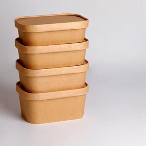 ชามกระดาษคราฟท์สีขาวแบบใช้แล้วทิ้งพร้อมฝาปิดเกรดอาหารทรงสี่เหลี่ยมผืนผ้าสำหรับเก็บสลัด - Product Image 1