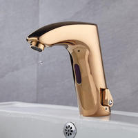 Robinet d'eau à capteur automatique en laiton doré poli mitigeurs de lavabo électrique pour salle de bain huilé école hôpital salon