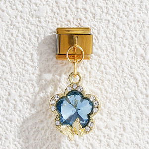 Cross Border Italian Modular Pendant Bracelet Zinc Alloy Crystal Rhinestone Bezel Setting Unisex Gift Charm Bracelet - Product Image 4