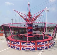 Manège Commercial pour Enfants, Mini Chaise Volante à Base LED, Thème Union Jack, pour Fêtes Foraines Intérieures