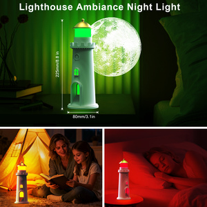 Fashion Full <b>RGB</b> 7 Color Dimmable Moon Lighthouse Rechargeable LED Projection Night Light Modern DIY Design Bedroom Use USB - Product Image 4
