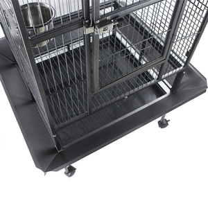 Vente en gros à bas prix cage à oiseaux de luxe grand espace noir acier inoxydable métal fer perroquet canari perruche animal cage à oiseaux avec roues - Product Image 6