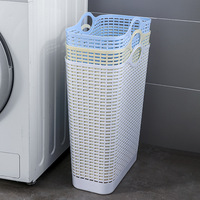 Panier à linge rectangulaire portable en plastique PP de luxe léger, écologique, anti-poussière, pour vêtements sales, blanc, 45x23x55cm