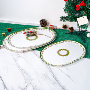 Service de vaisselle Trio personnalisé avec logo, motif végétal circulaire doré en mélamine, mignon, réutilisable, facile à nettoyer, idéal pour les fêtes - Product Image 3