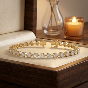 Massives Gold Natürlicher Diamant Tennis-Armband Klassischer Rundschliff Feiner Schmuck Luxuriöses Gold-Diamant-Armband Party-Accessoire Geschenk für Frauen - Product Image 5