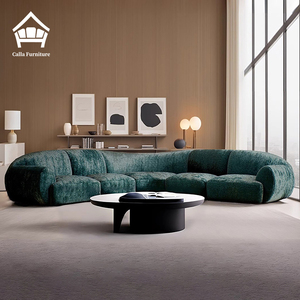 Luxury Modern Italian Curved Sectional Boucle Set High-<b>end</b> Fabric Modular Modernos Couch for Villa Living Room Furniture - Product Image 1