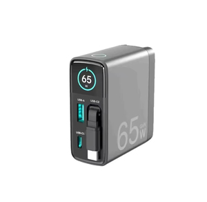 Cargador Rápido GaN de 65W con Sistema Inteligente IA, 3 Puertos PD3.0 y QC3.0, para Enchufes Plegables y Adaptadores Globales - Product Image 1