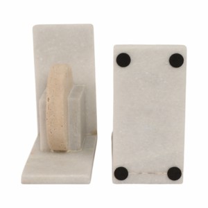 Fermalibri in Travertino e Marmo, Design Geometrico, Arredamento Contemporaneo per Biblioteca Domestica, Accessori Eleganti per Libri - Product Image 6