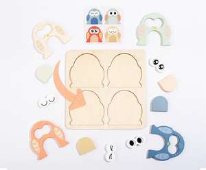 Holz-Puzzle-Set für Kleinkinder Eulen-Gesichts-Puzzle Wörter-Alphabet-Puzzle Tieren-Jigsaw für Kinder im Alter von 2 3 4 Jahren Frühschule-Spielzeug - Product Image 3