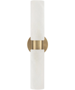 Lámpara <span class=keywords><strong>de</strong></span> Pared Moderna <span class=keywords><strong>de</strong></span> Alabastro Español Natural con Pantalla <span class=keywords><strong>de</strong></span> Latón, para Restaurante, Villa, Comedor, Modelo Capital Alyssa, 2 Luces - Product Image 2