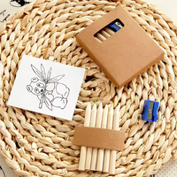 Mini crayon de couleur promotionnel en bois tendre fabricant de crayons de couleur 3.5 "Mini crayon de couleur emballage en papier kraft pour enfants