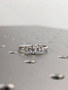 Vintage Art Deco Anillo de Diamantes de Plata Hecho a Mano Compromiso Aniversario Promesa Alianza de Boda para Mujer - Product Image 3