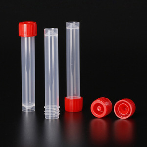 Tubos de ensayo de plástico Hankang de 10 ml con tapa roja para uso médico - Product Image 1
