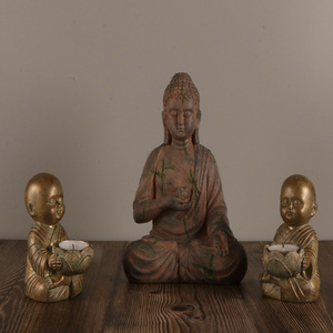 Statua di Buddha in Stile Zen, Piccolo Monge, Ornamento Decorativo per Scrivania, Ingresso, Soggiorno e Vetrina del Vino - Product Image 5
