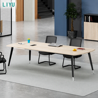 Ensemble de table de conférence moderne LIYU avec 8 chaises, table de réunion en bois, mobilier de bureau de luxe, gestion des câbles