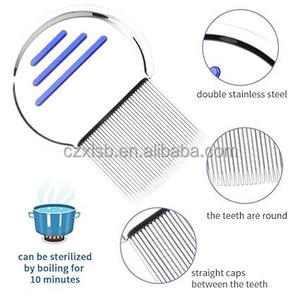 Set di 4 Pettini Antipulci in Acciaio Inox Riutilizzabili e Durevoli con Manico in Plastica, Design Classico e Facile da Pulire per Bambini - Product Image 4