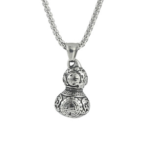 Yunnique – collier unisexe avec pendentif gourde en acier inoxydable, design avec symbole chinois, 19008 - Product Image 5