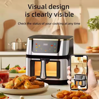 Friteuse à air électrique en acier inoxydable 12L avec fenêtre de visualisation, contrôle tactile, design moderne, grill, cuisson rapide pour camping-car et usage domestique