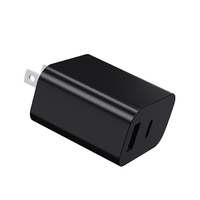 Chargeur rapide USB-A+C GaN 25W PD 3.0 standard US avec protection contre les surcharges/surchauffes, ignifuge pour ordinateur portable et écouteurs