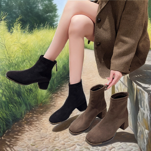 Botines Clásicos de Tacón Grueso para Mujer, de Piel Sintética, Impermeables, con Soporte de Arco, para Uso Diario, Elegantes y a la Moda - Product Image 2