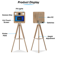 Cabina de Fotos Portátil DSLR de 15.6 Pulgadas con Pantalla Táctil, Impresión Instantánea y Estuche de Transporte para Bodas, Fiestas y Eventos