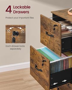 Meuble de Rangement de Bureau SENYU, Armoire à Documents, Support d'Imprimante, 4 Tiroirs Verrouillables, Barres Suspendues Ajustables pour Documents A4/Lettre, Style Vintage - Product Image 5