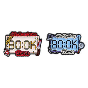 Broches de esmalte de la serie Mystery True Crime Book Time, con diseño de reloj y cinta de policía, de humor y terror, para mochila, solapa, joyería y regalos. - Product Image 1