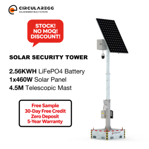 Caméra de surveillance mobile solaire 4G Circularegg pour parkings – Tour de sécurité CCTV solaire mobile - Product Image 1