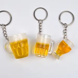 Bierkrug Schlüssel anhänger Simulation PVC 3D Mini Bowl DIY Handmade Food Schlüssel anhänger Spiel zubehör Tasse Transparenter Kunststoff Schlüssel bund