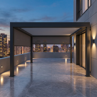 Pergola bioclimatique motorisée intelligente en aluminium avec finition thermolaquée, contrôle par application, autoportante pour balcon et protection solaire extérieure