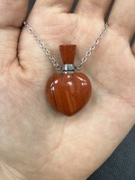 Collier pendentif en forme de cœur en pierre naturelle d'aventurine verte brute polie et d'améthyste, pour bouteille d'huile essentielle, vente en gros