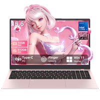 Ordinateur portable Direct Factory SKD CKD 15,6 pouces IPS, Intel Core, 16 Go de RAM, 512 Go de SSD, lecteur d'empreintes digitales, portable, rose