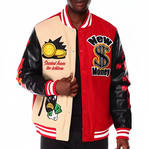 Veste universitaire Letterman en laine pour hommes vintage OEM veste d'hiver personnalisée brodée en cuir avec manches sur pied veste d'hiver personnalisable - Product Image 1